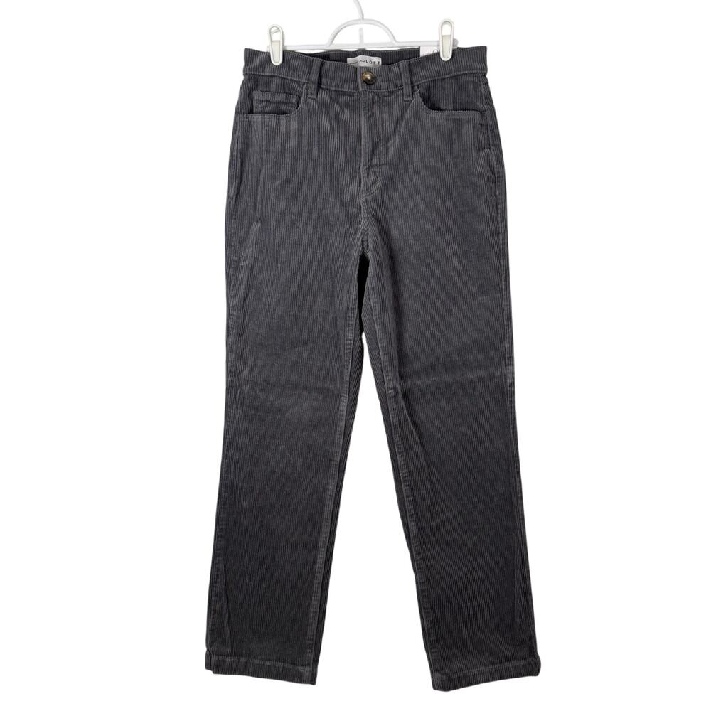 LOFT Corduroy Straight Leg Ankle Pants Women's Size 4/ 27 Grey Stretch High Rise